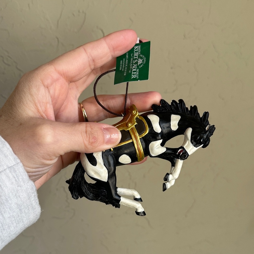 Kurt‎ S Adler  black-and-white bucking bronco Christmas tree ornament